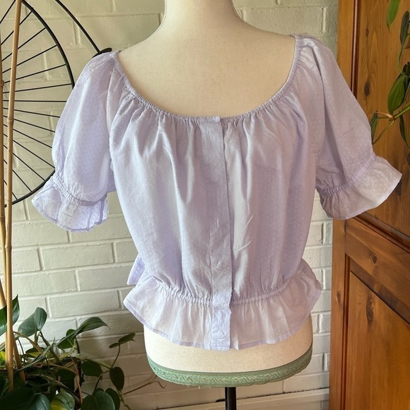 J. Crew gathered scoop neck crop top size M lavender - Picture 3 of 9